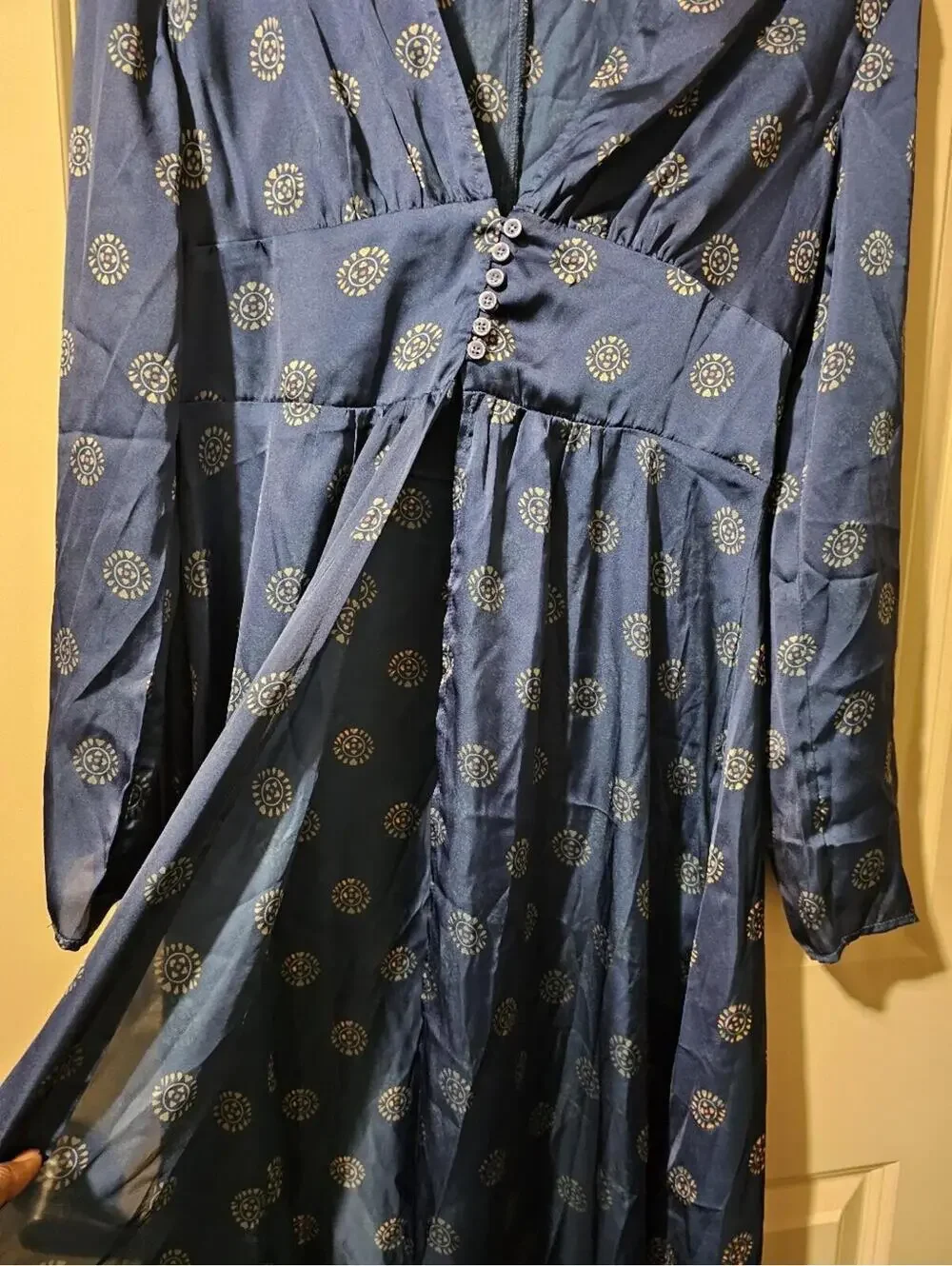 Blue Long Sleeve V-Neck Gown/Dress
